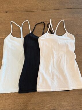 Lululemon Women’s 3 Pack Power Y Tank Tops - White, Black, Light Blue